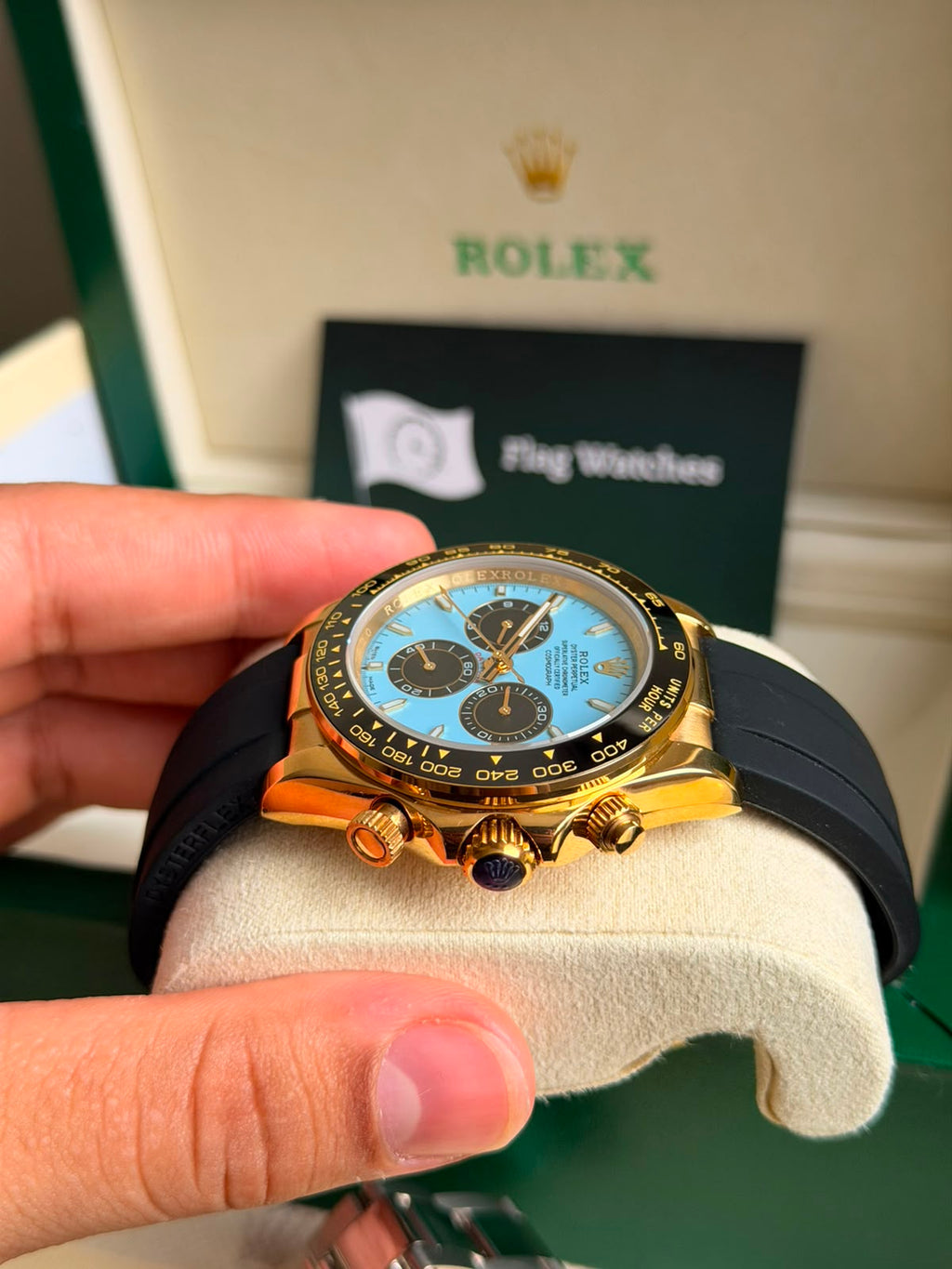 Rolex Daytona / Gold Azul-Turquesa